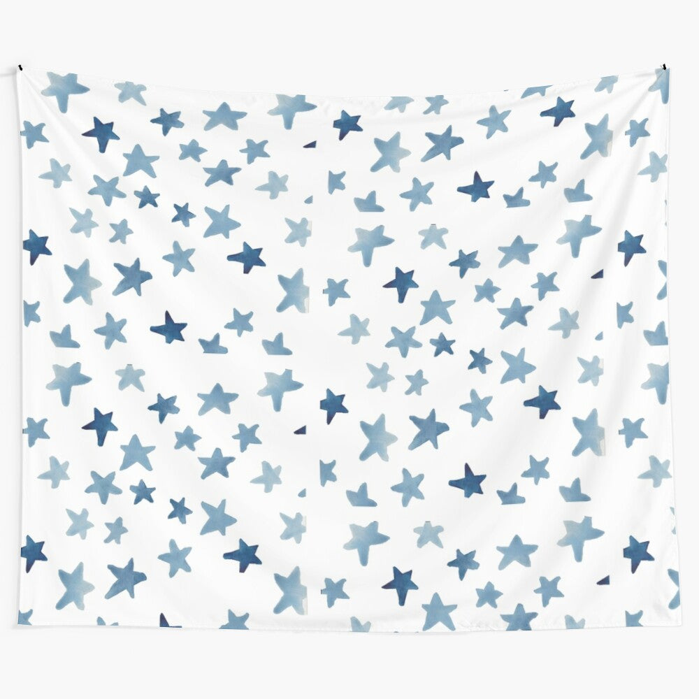 Blue stars tapestry with tropical and summer elements