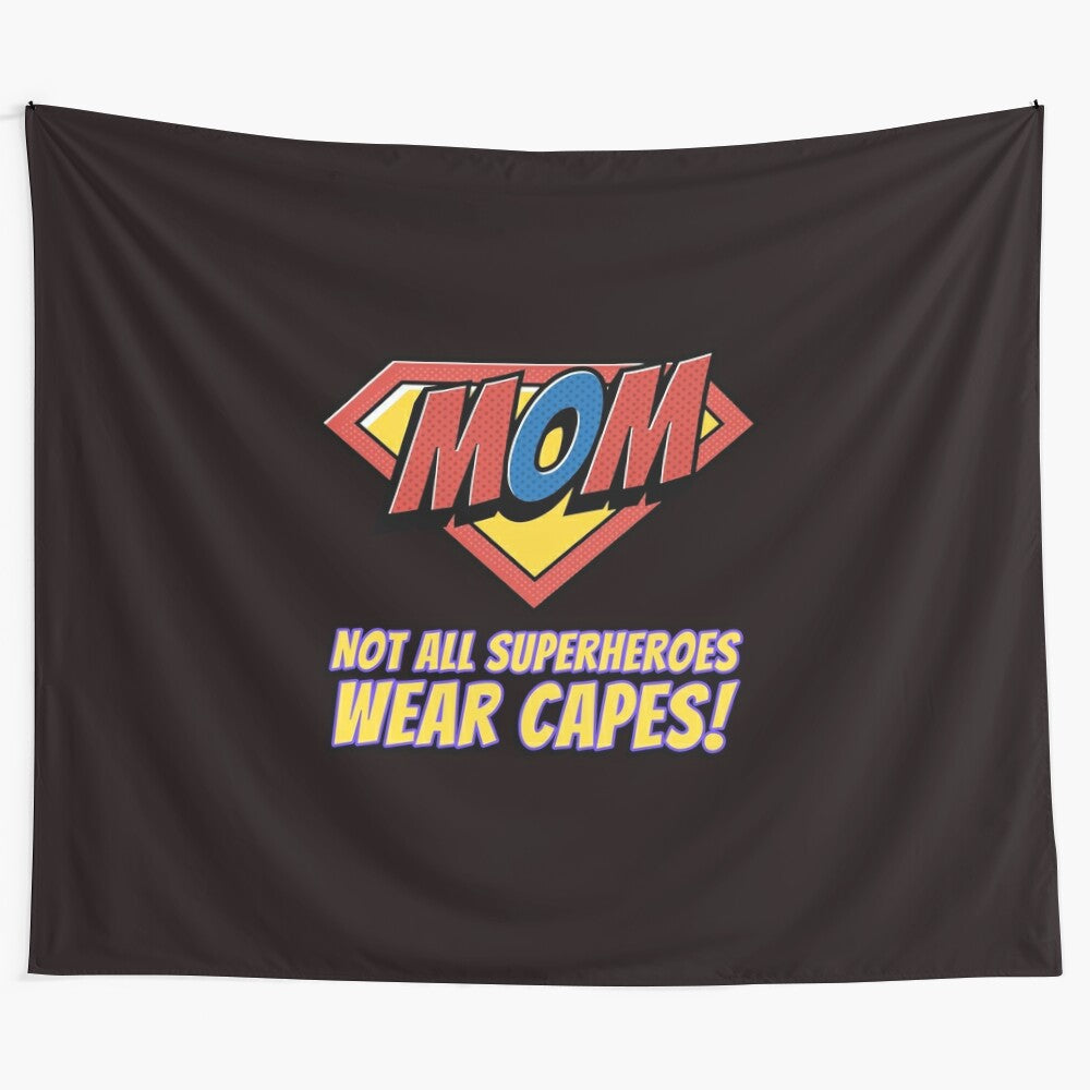 Superhero mom wearing a cape