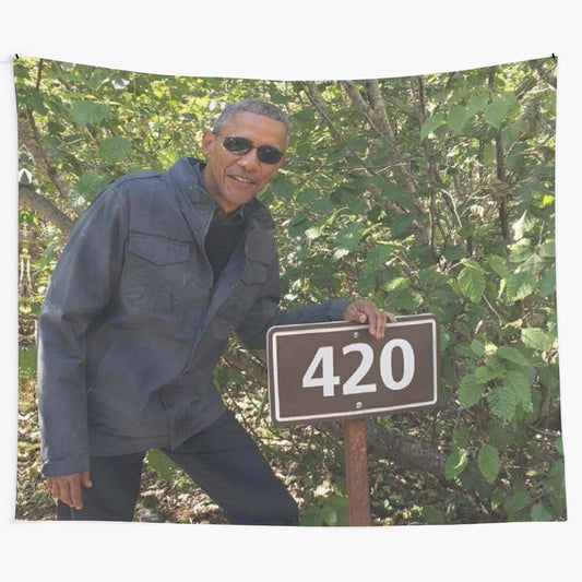 420 Barack Obama-Inspired Tapestry Featuring American Dream Imagery