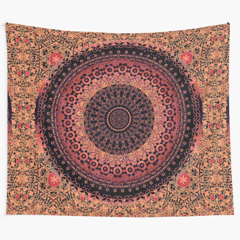 Spice-colored mandala tapestry with bohemian design