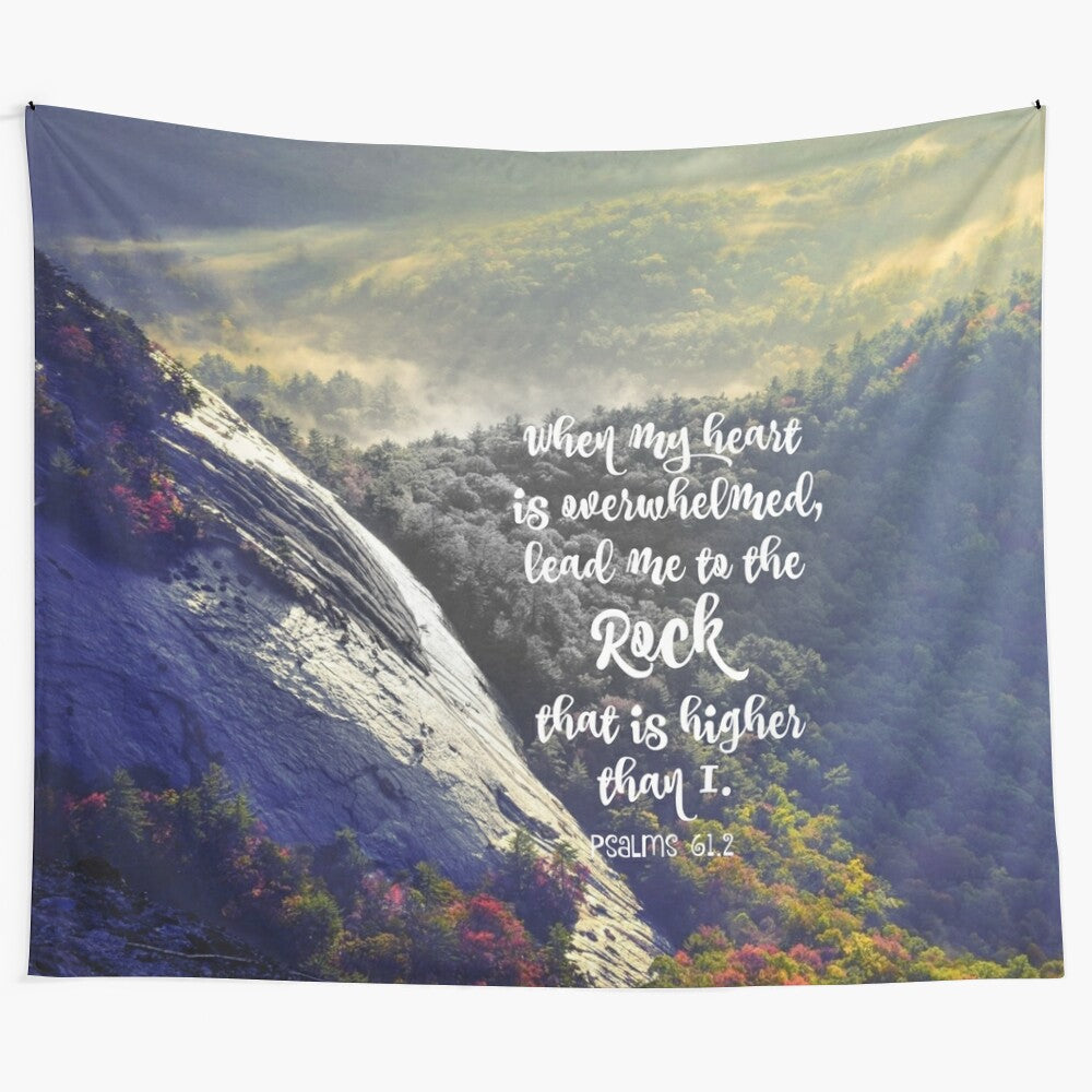 Inspiring Bible Verse Tapestry with Mountains and Typography