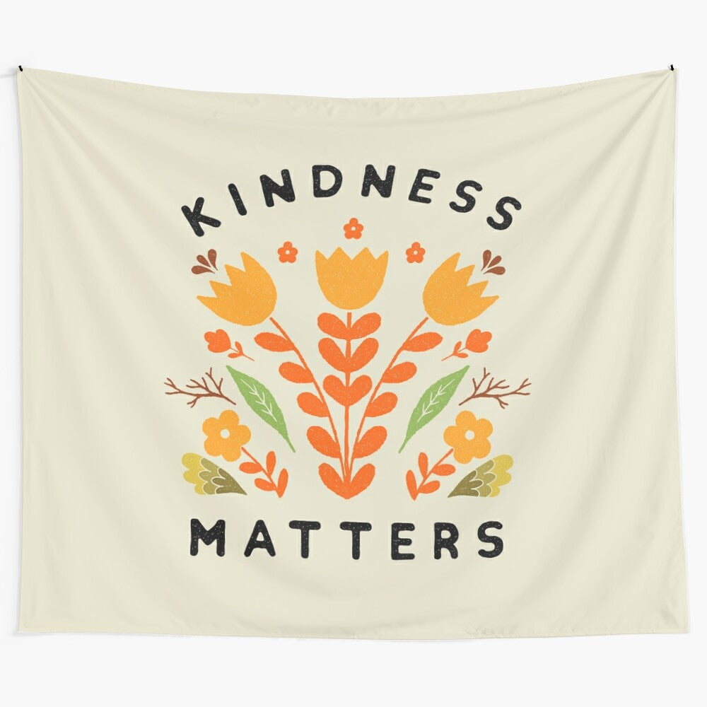 Kindness matters motivational floral typography wall art tapestry