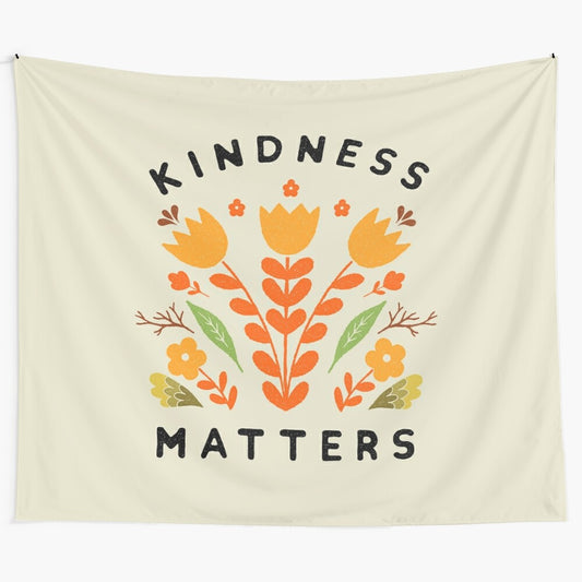 Kindness matters motivational floral typography wall art tapestry