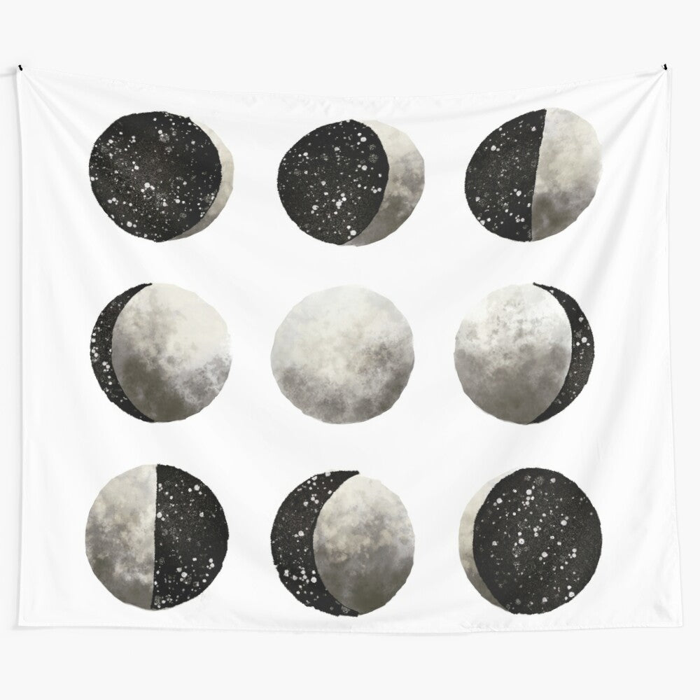 Moon phases tapestry with minimalist, boho-chic design