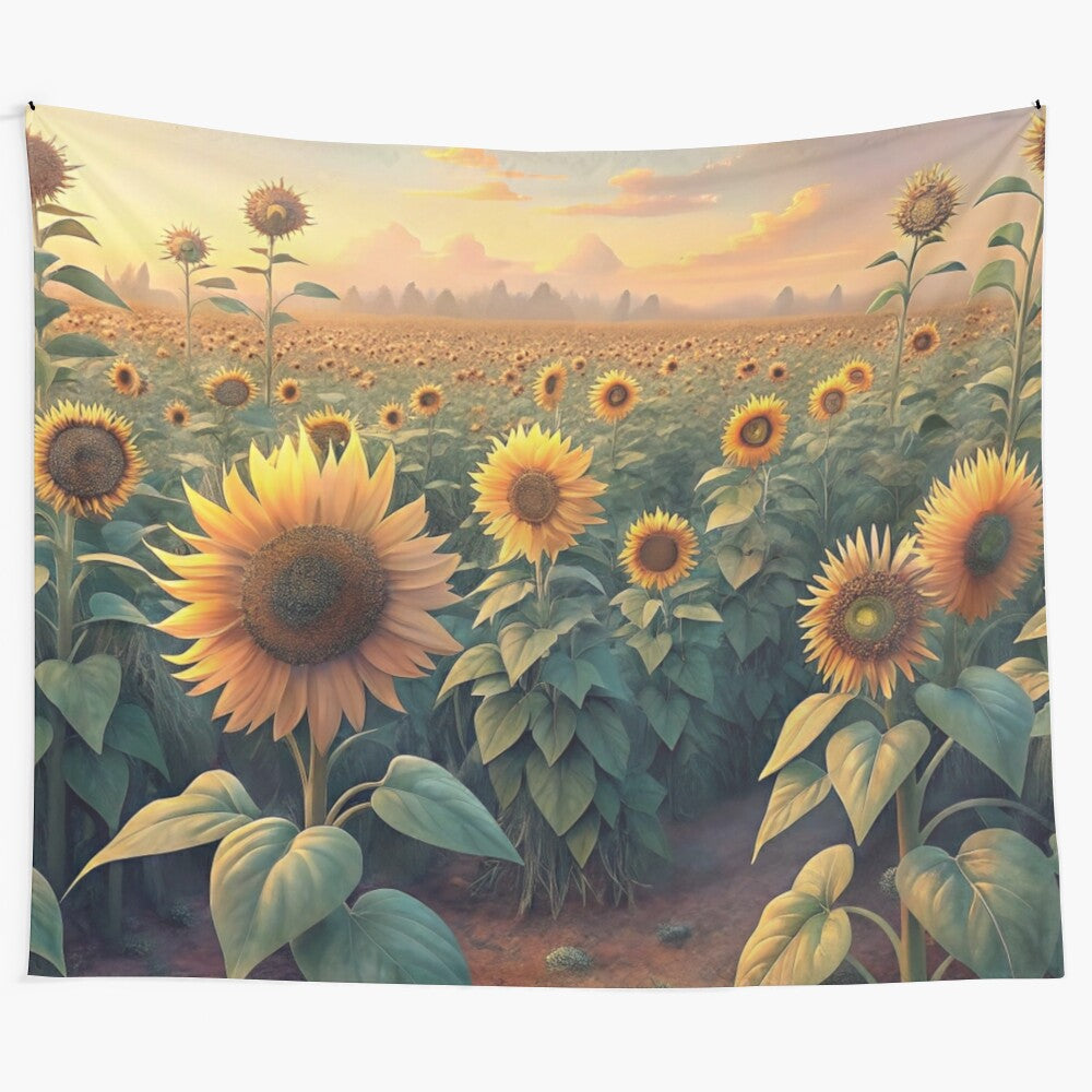 Whimsical pastel sunflower flower garden meadow tapestry