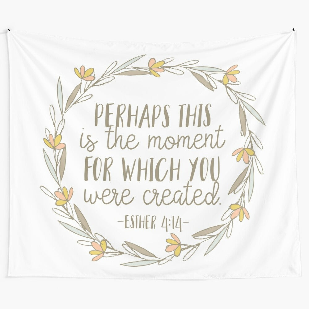 Inspirational Bible Verse Tapestry with Floral Design