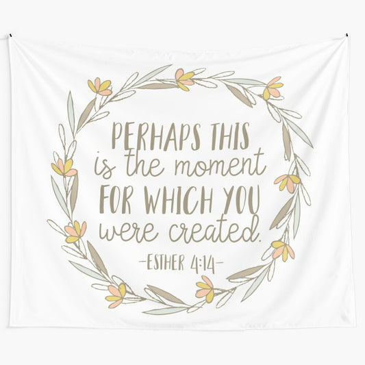 Inspirational Bible Verse Tapestry with Floral Design