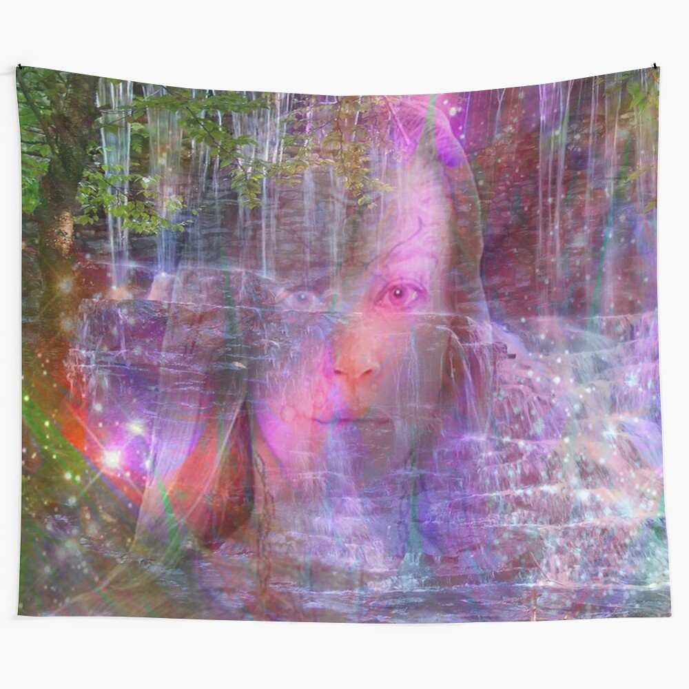 Celestial and aquatic-themed tapestry with stars and patterns