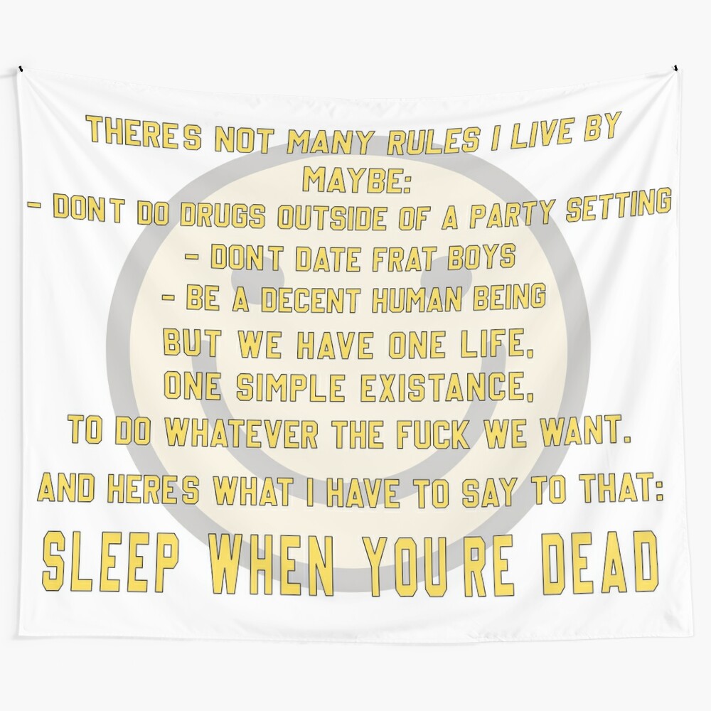 "Sleep When You're Dead" Motivational Tapestry Wall Art