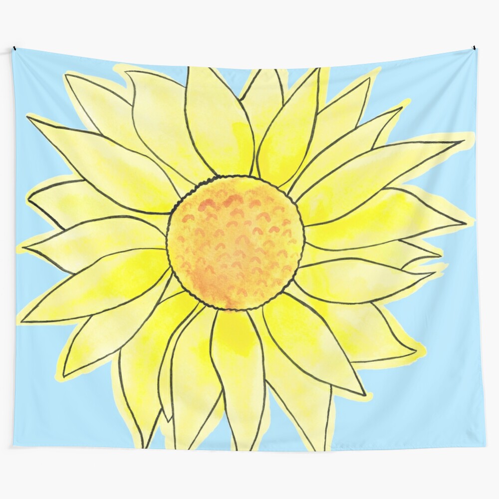 Artistic watercolor sunflower tapestry for nature-inspired home decor