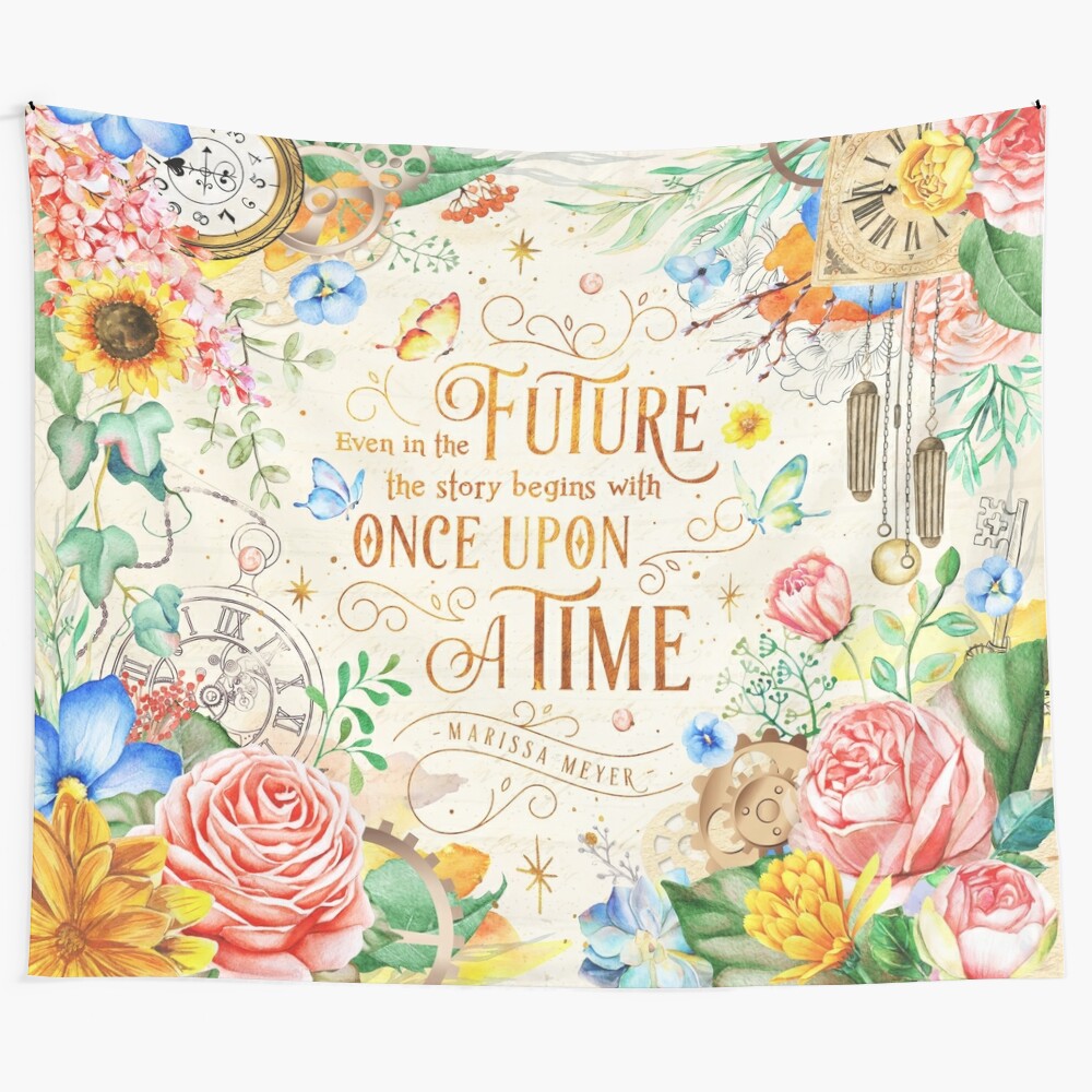 Tapestry featuring a fantasy floral and vintage design in vibrant watercolor