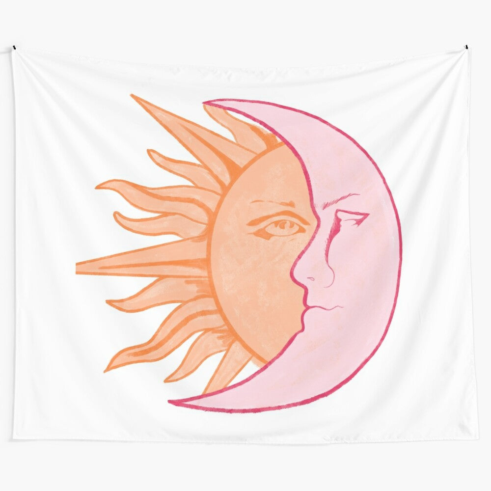 Dreamy pastel sun and moon celestial tapestry