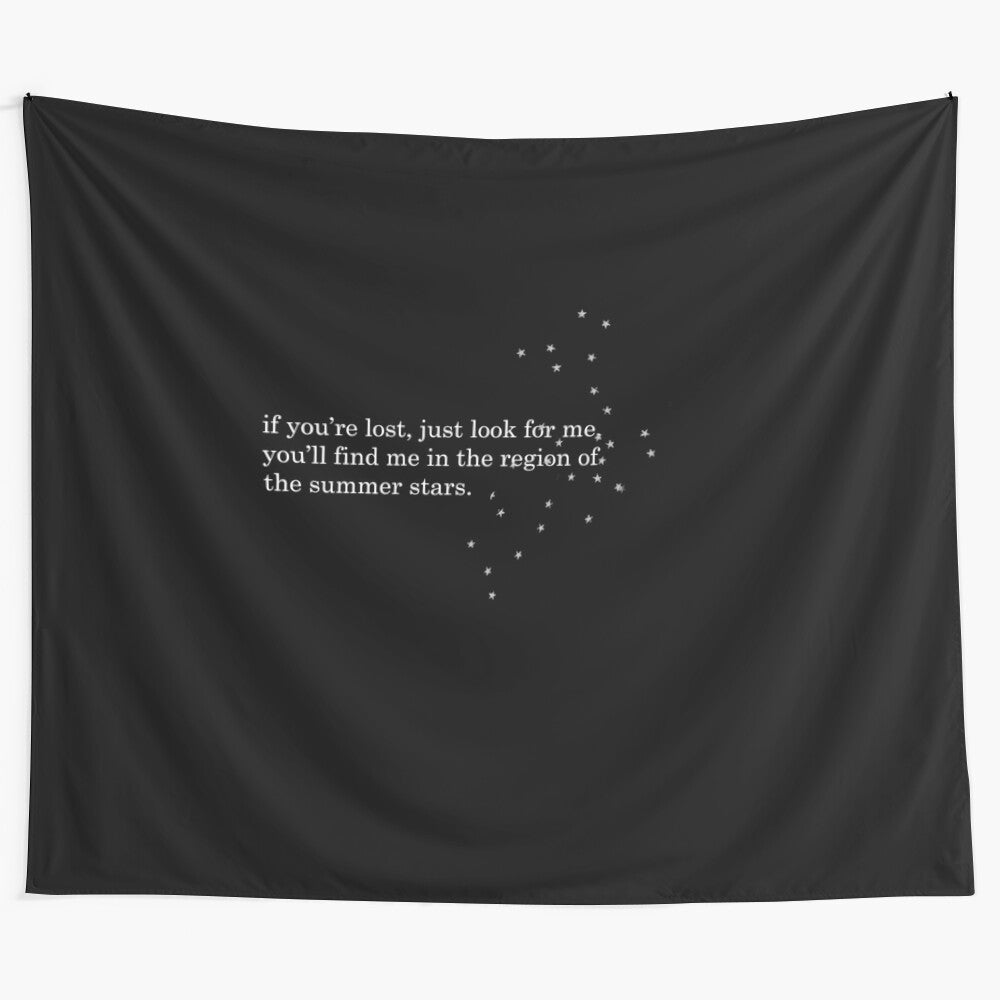 Tapestry featuring a starry night sky and constellation design