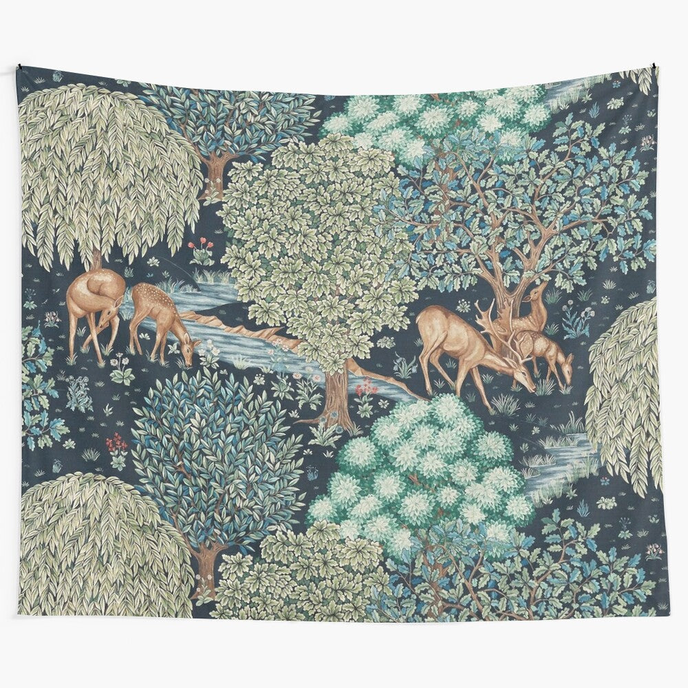 Colorful floral tapestry featuring deer, forest animals, and nature-inspired design