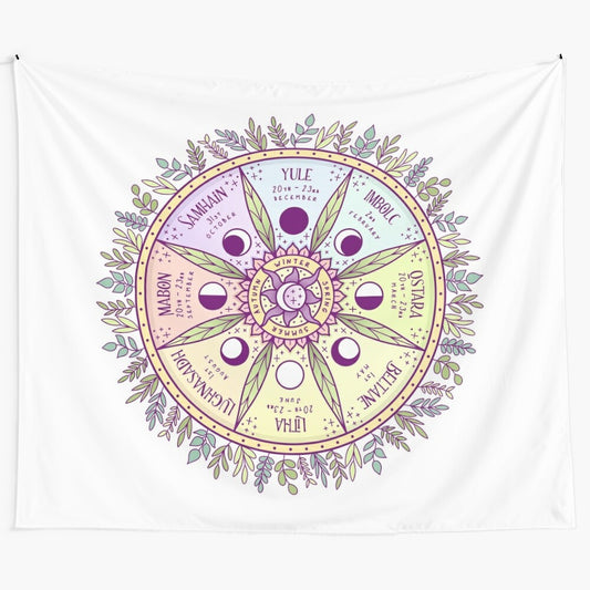 Wheel of the Year Tapestry featuring pagan symbols and festivals