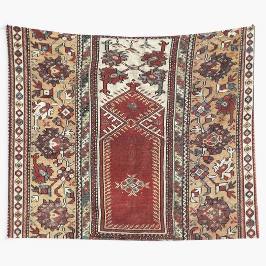 Milas-inspired West Anatolian niche rug print tapestry featuring a floral and geometric pattern