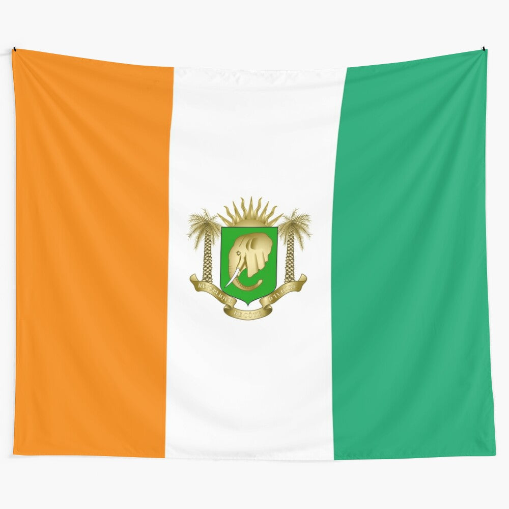 Cote d'Ivoire flag and coat of arms tapestry for home decor