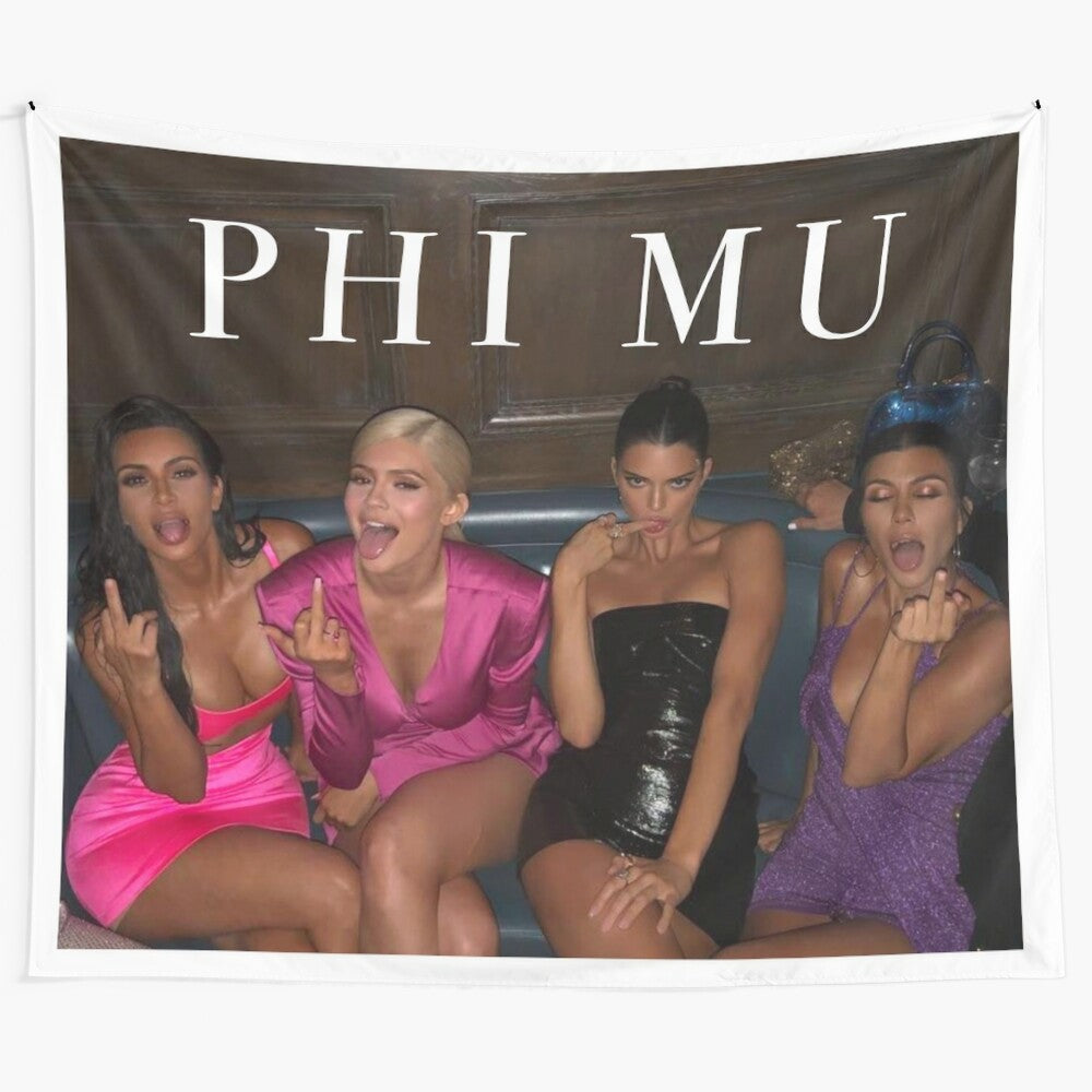 Phi Mu sorority tapestry for Greek life decor