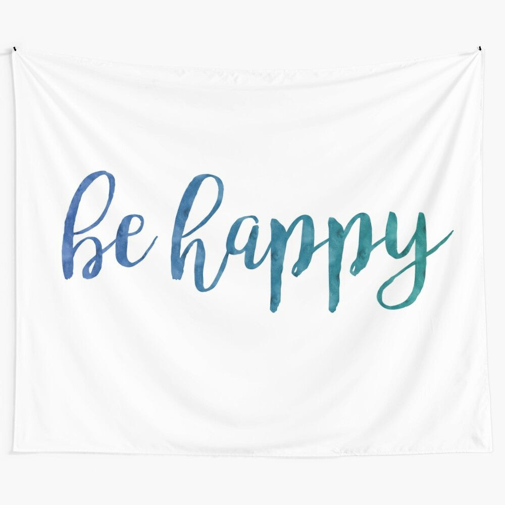 Blue and green ombre tapestry with a motivational quote for positive vibes and mental wellness