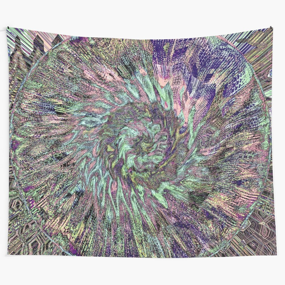 Mesmerizing abstract tapestry with trippy, psychedelic patterns and textures