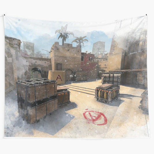 Watercolor CSGO Mirage Map Tapestry