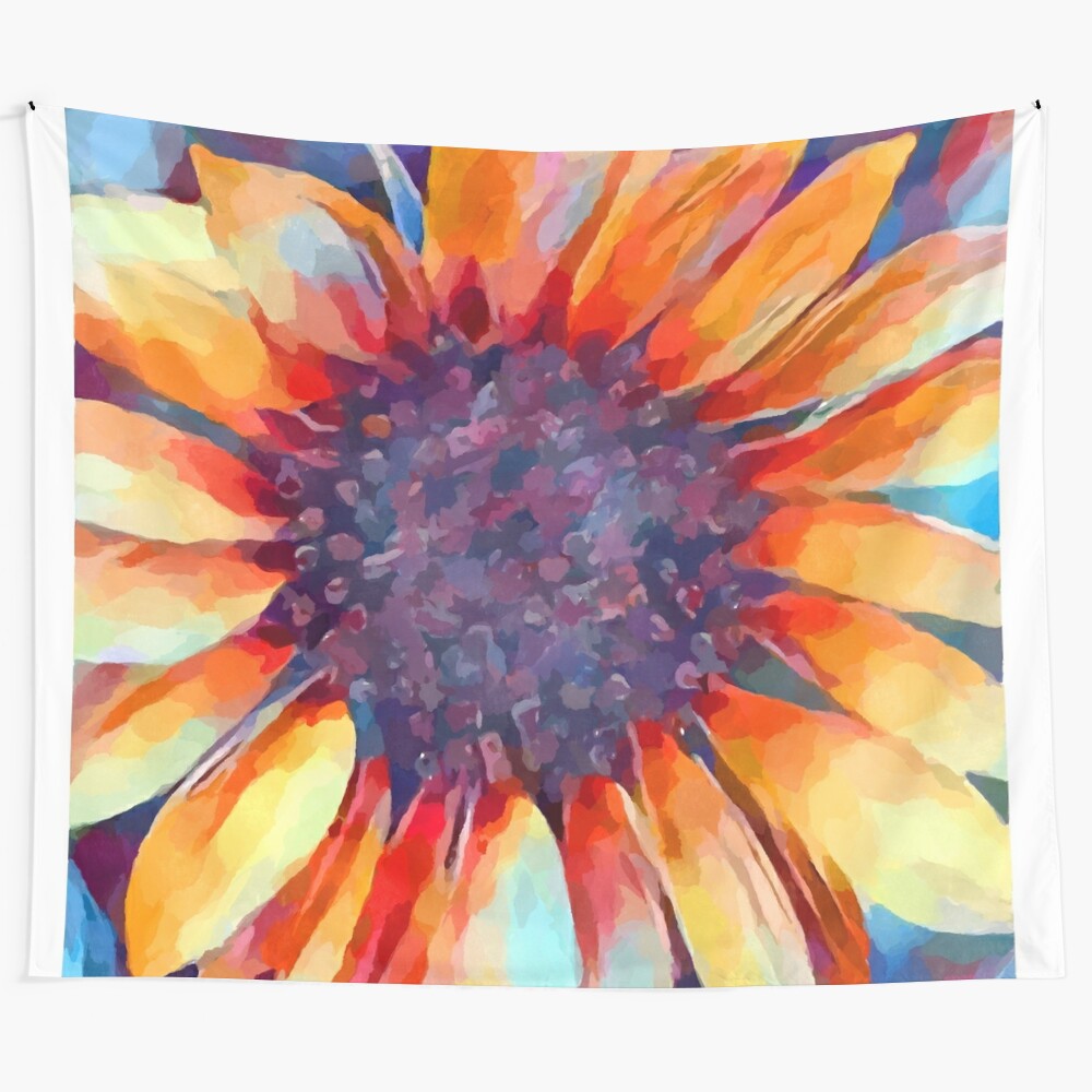 Vibrant sunflower watercolor tapestry