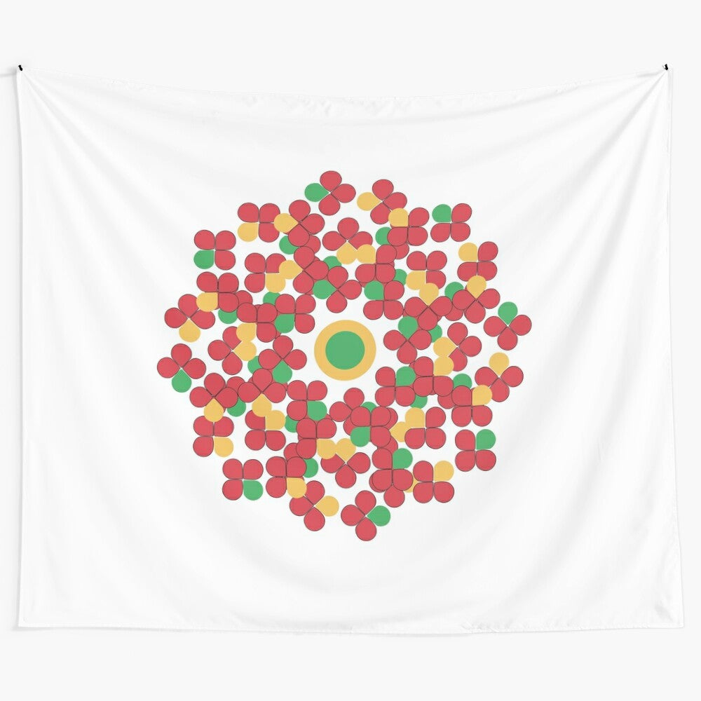 Colorful geometric floral mandala design tapestry