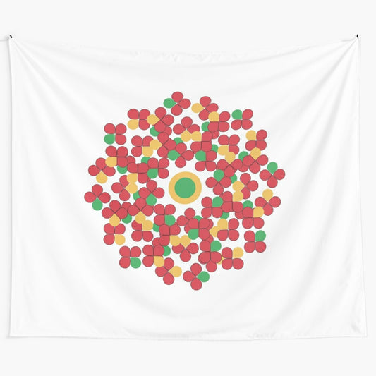 Colorful geometric floral mandala design tapestry