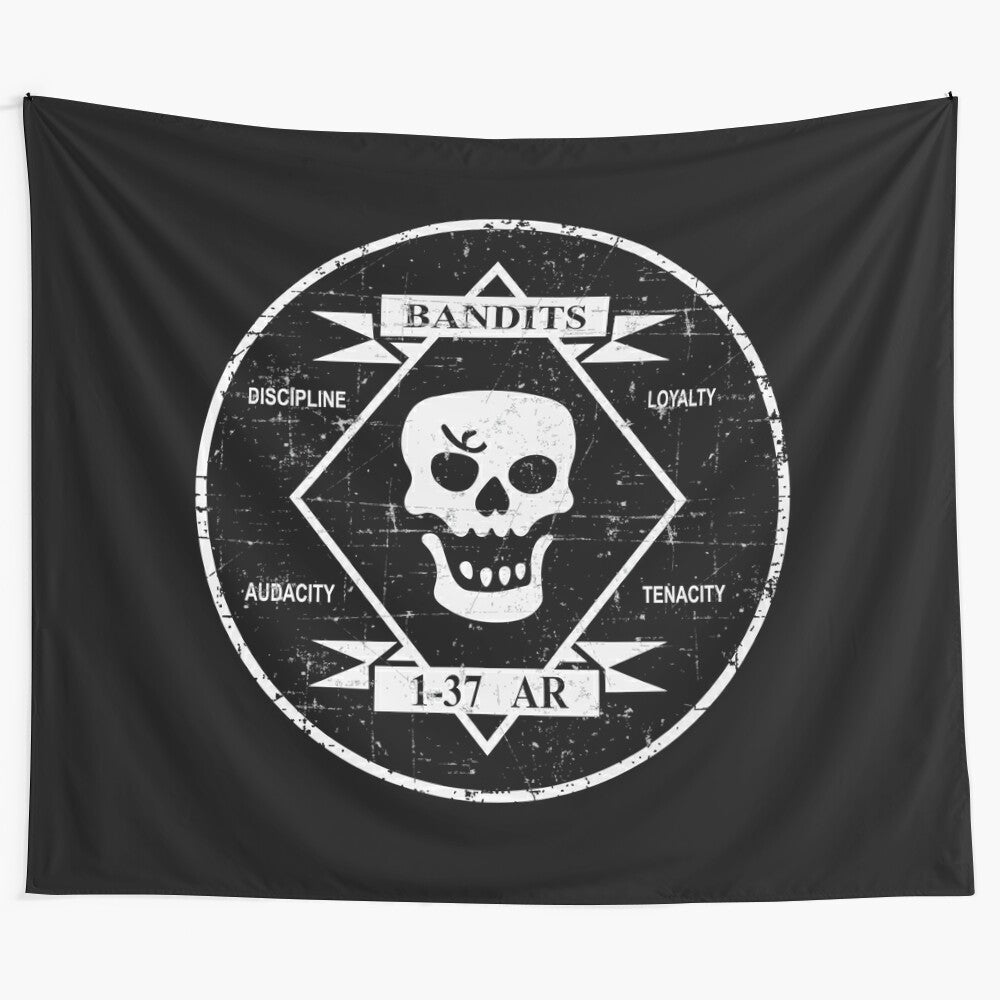 1st Battalion 37th Armor Regiment Grunge Style Tapestry - Unofficial US Army Ghost Army Tribute