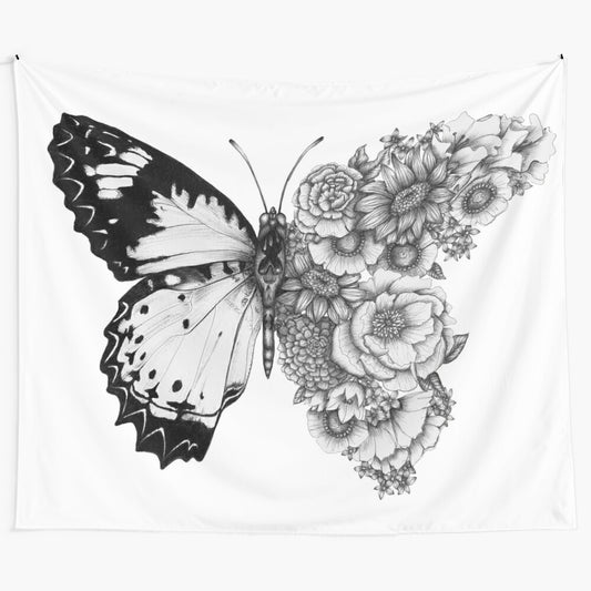 Captivating butterfly in bloom tapestry art