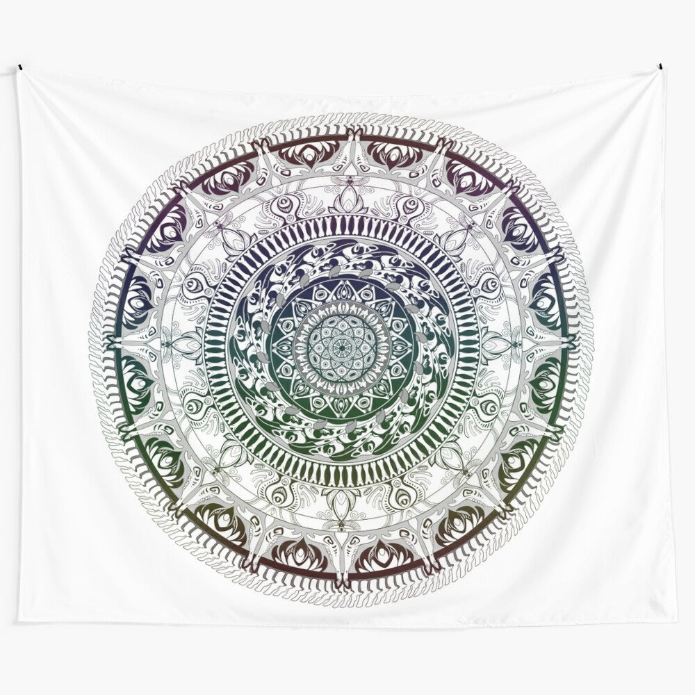 Bone Mandala Tapestry featuring a detailed display of bones, skulls, and other macabre elements.