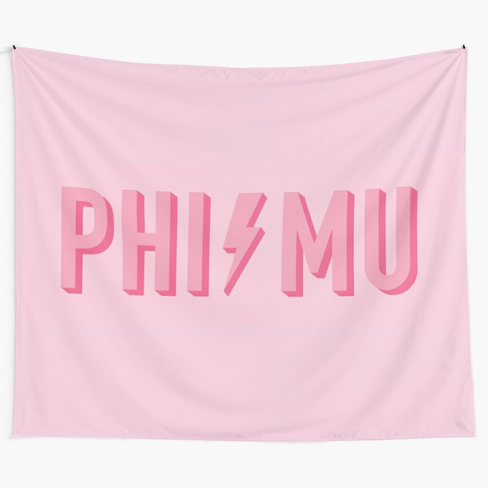 Phi Mu Inspired Pink Lightning Tapestry