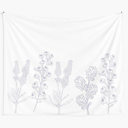 Lavender and purple floral tapestry for home and wall decor