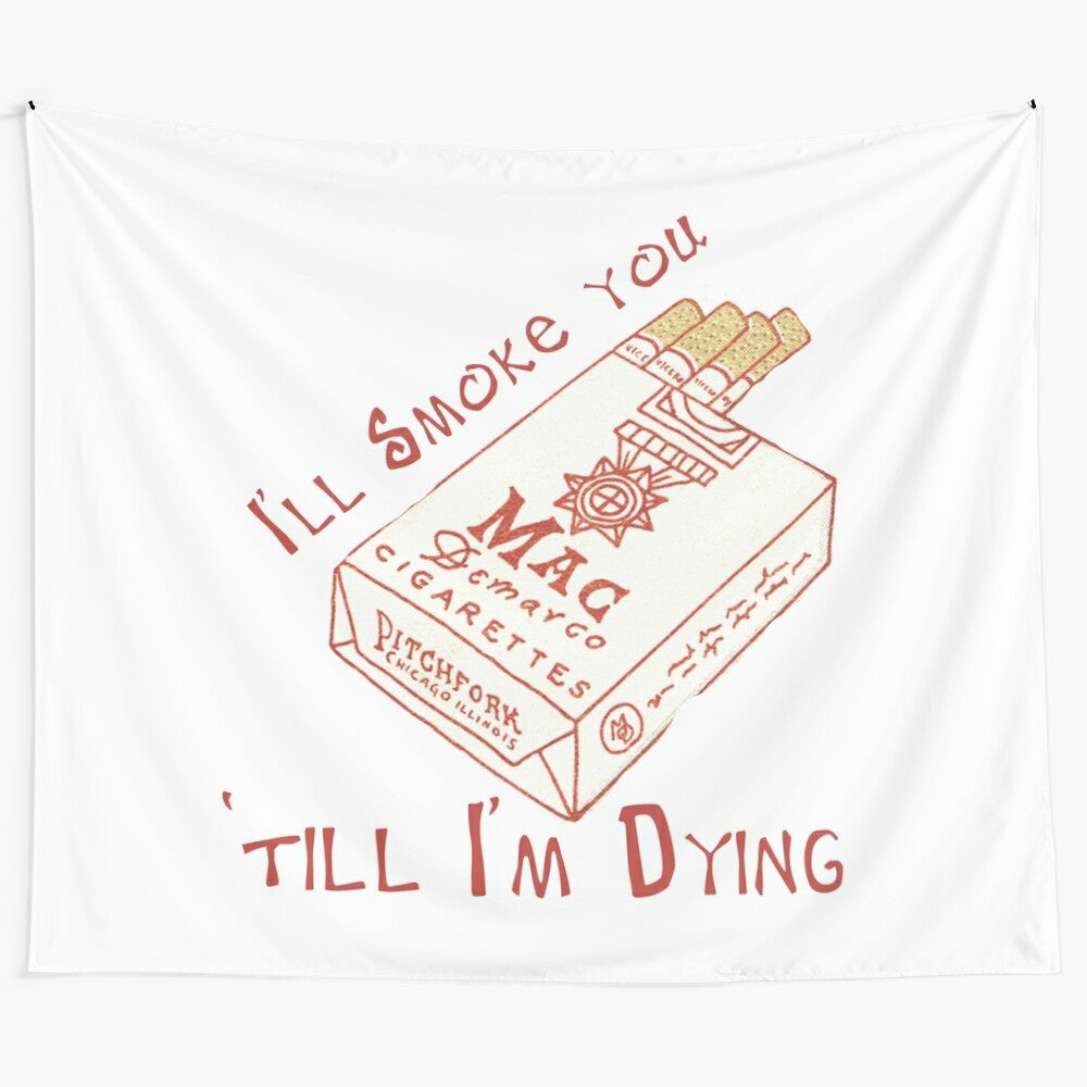 Colorful tapestry design featuring the album art for Mac DeMarco's song "I'll Smoke You"