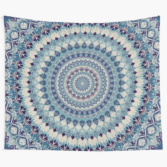 Vibrant mandala tapestry showcasing sacred geometry and floral elements