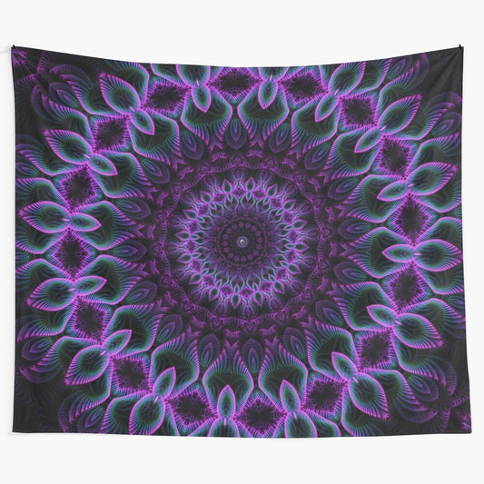 Colorful abstract tapestry with mandala and fractal patterns