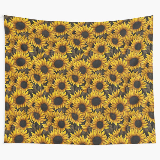 Sunflower tapestry with a vibrant yellow floral pattern