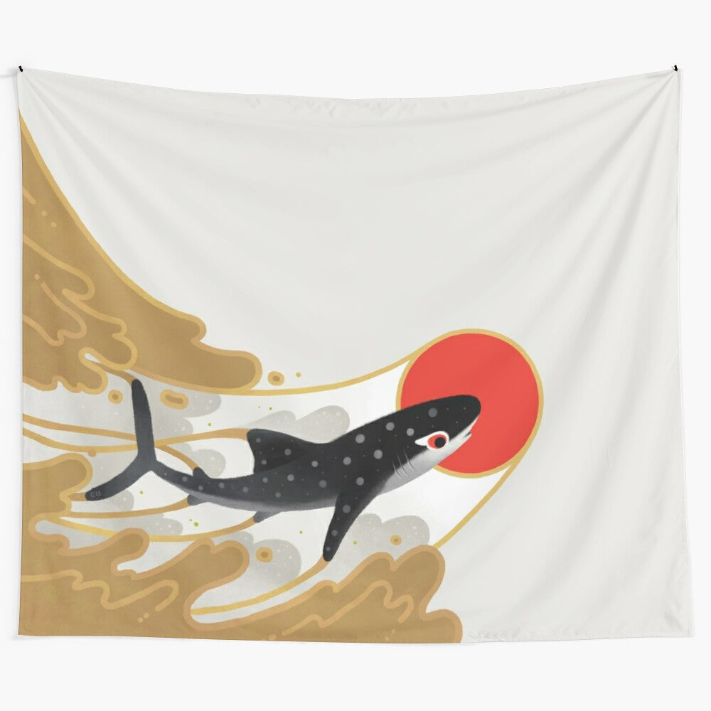 Stunning whale shark tapestry featuring the majestic marine animal