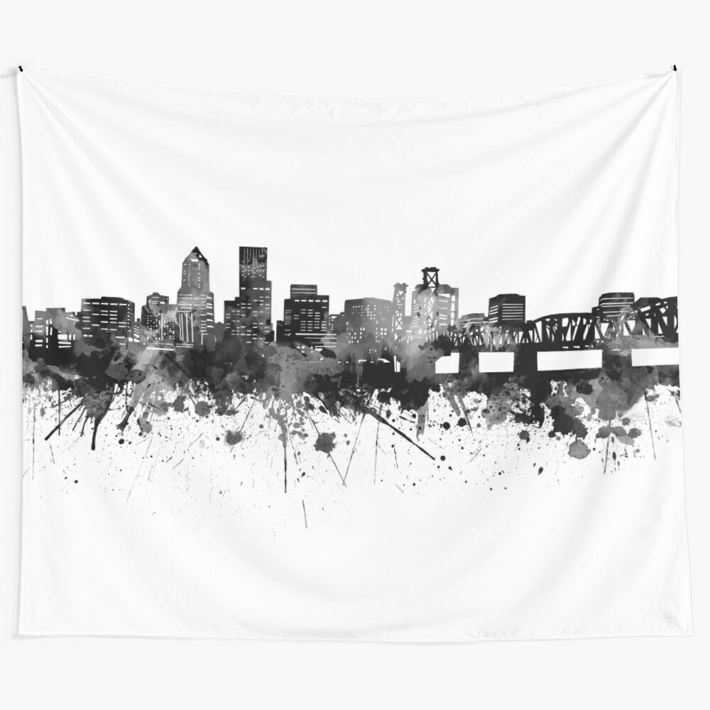 Minimalist Portland Skyline Tapestry