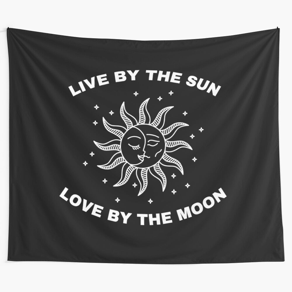 "Live By The Sun. Love By The Moon." Inspirational Tapestry Wall Art