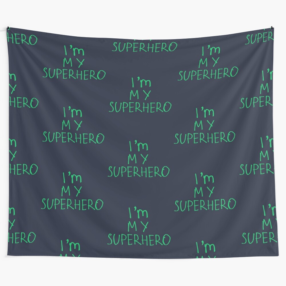 Colorful tapestry with motivational superhero design