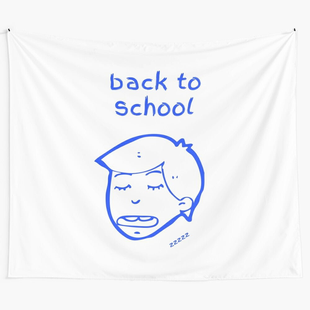 Back to school tapestry featuring educational elements and school supplies