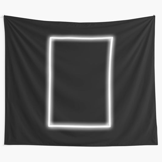 Glowing white rectangle abstract geometric neon tapestry