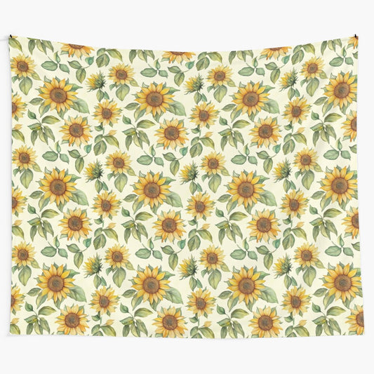 Vintage watercolor sunflower seamless pattern floral tapestry