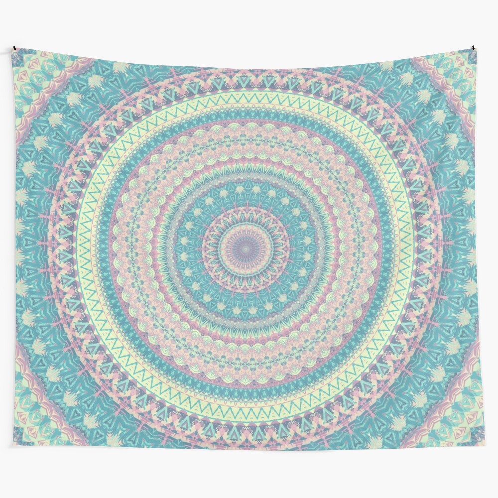 Vibrant mandala tapestry with a colorful, harmonious design