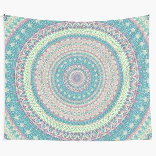 Vibrant mandala tapestry with a colorful, harmonious design