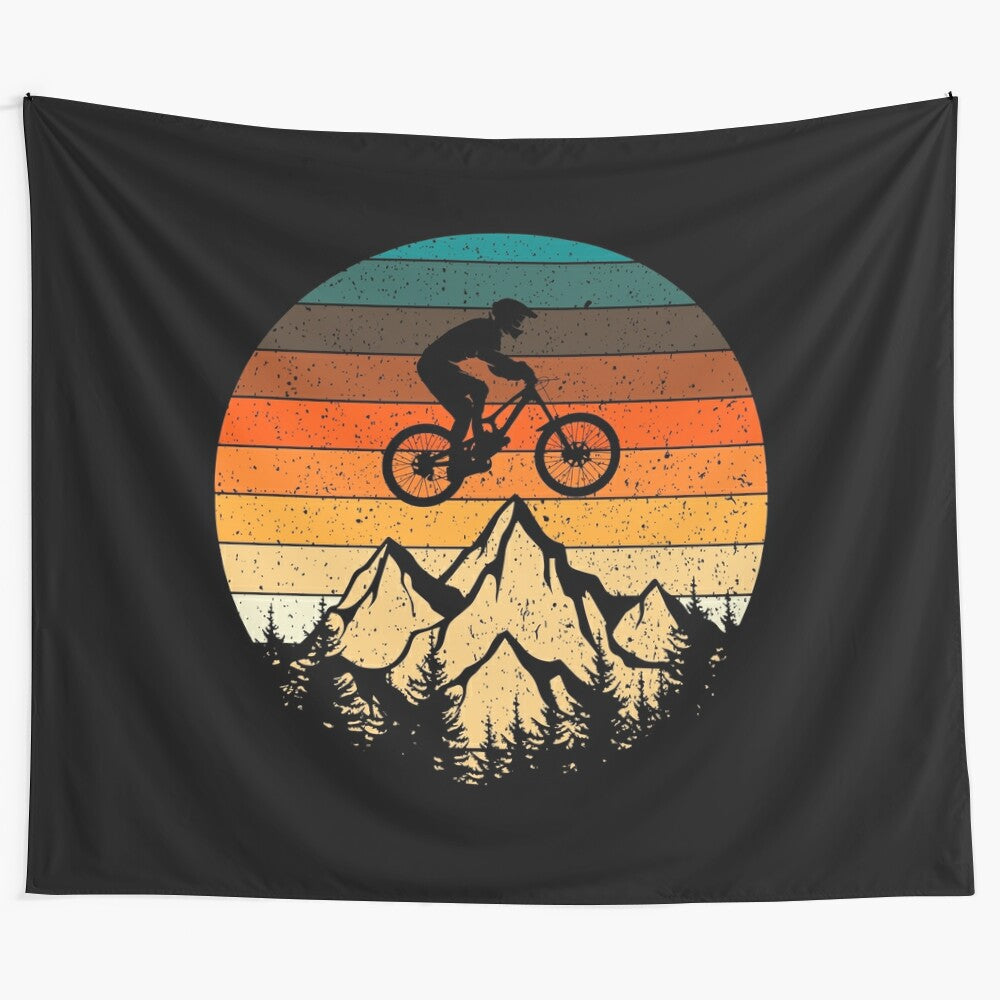 Retro mountain bike downhill tapestry