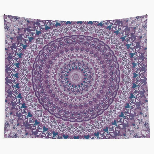 Colorful mandala tapestry with sacred geometry design