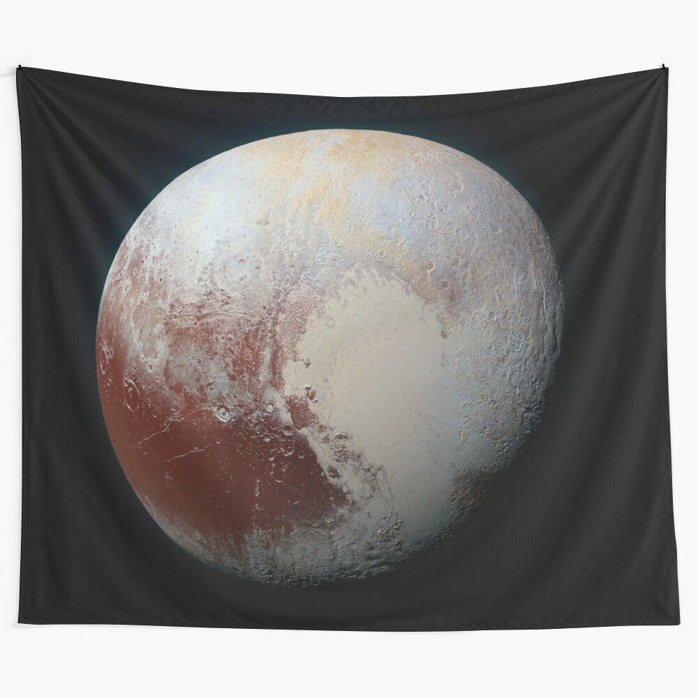 Pluto tapestry showcasing the stunning ice heart captured by the New Horizons mission