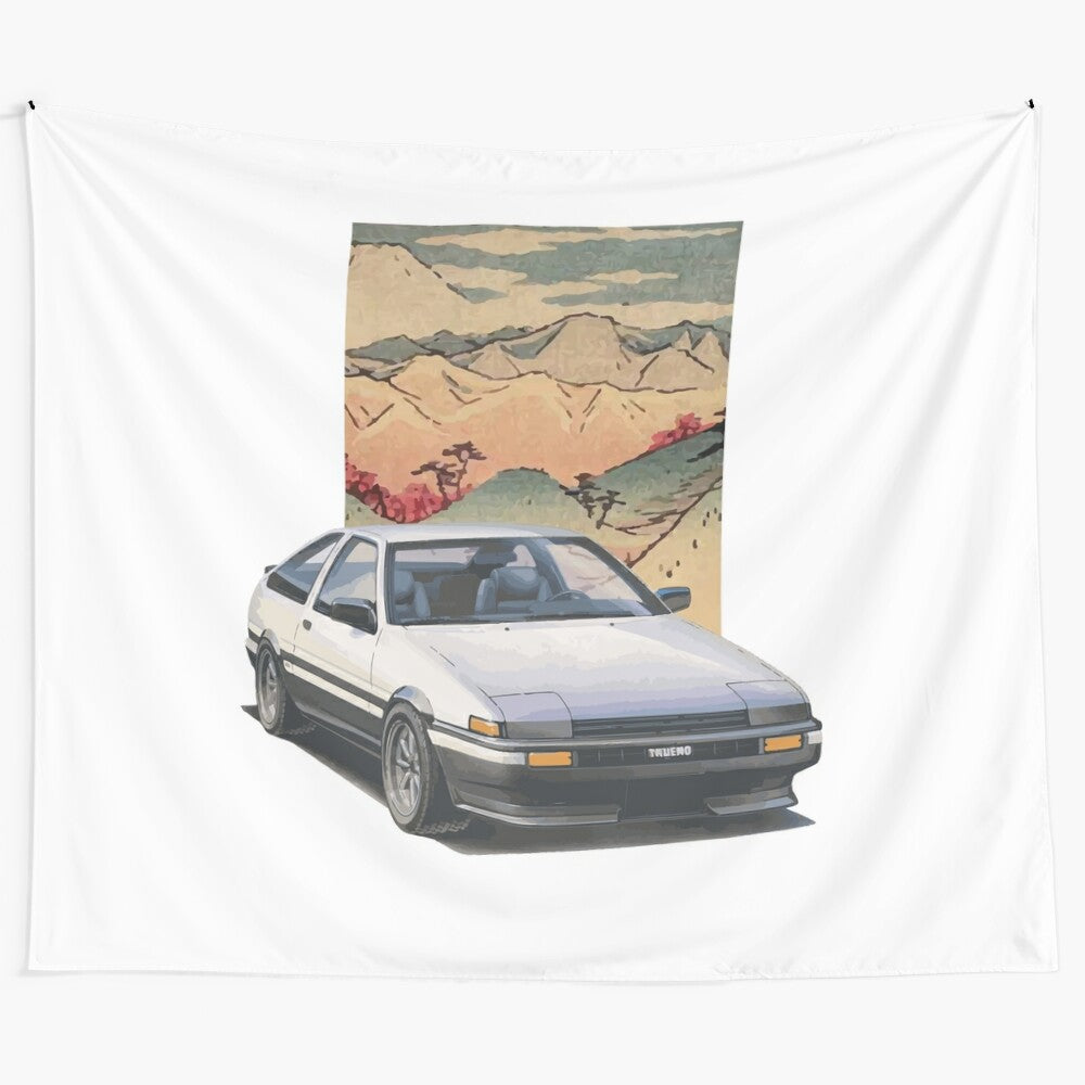 Tōge AE86 Inspired Tapestry featuring the iconic Toyota AE86 car from Initial D